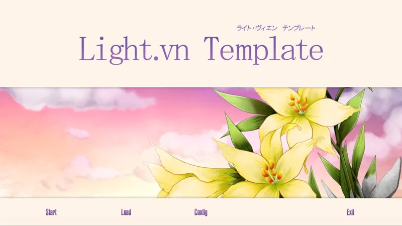 Light.vn テンプレートのタイトル画面。